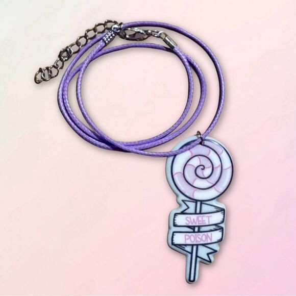 “Sweet Poision”, Oversized, Pastel, Lollipop Necklace - Picture 1 of 16